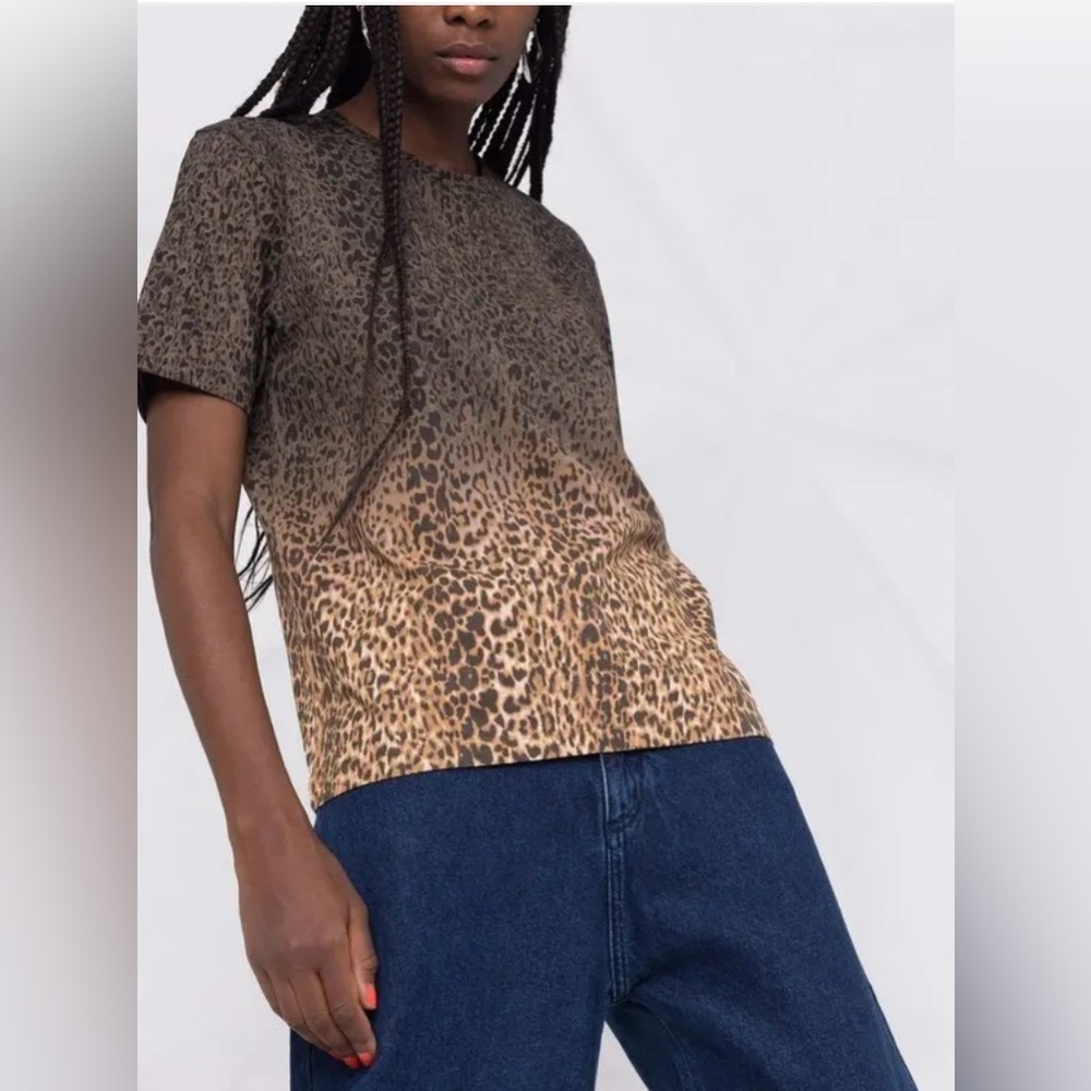 SAINT LAURENT | Gradient | Leopard Print | T-shirt | Size Small | Straight Hem